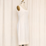 Vintage Cream Silk Fitted Midi Dress