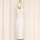Vintage Cream Silk Fitted Midi Dress