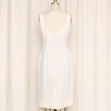 Vintage Cream Silk Fitted Midi Dress