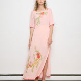 Vintage Hand Embroidered Peach Dress