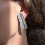 Sterling Silver Rectungular Concave Stud Earrings