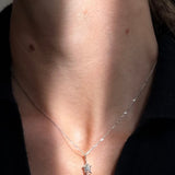 Sterling Silver Necklace with Marquise Gemstone Pendant