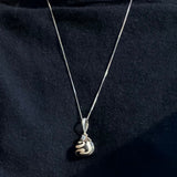 Sterling Silver Necklace with Patterned Wood Pendant