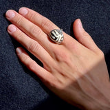 Sterling Silver Patterned Wood Ring