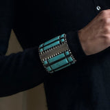 Sterling Silver Wide Turquoise Cuff Bracelet, Mexico