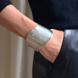 Sterling Silver Wide Bone Cuff Bracelet , Mexico