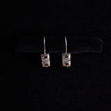 Sterling Silver 2 Square Earrings with Amethyst Stones