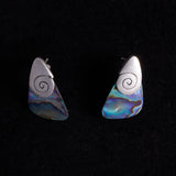 Sterling Silver Triangle Stud Back Earrings with Abalone Shell