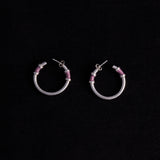 Sterling Silver Purple Bamboo Hoop Earrings