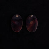 Black Lucite and Mother of Pearl Oval Stud Earrings