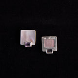 Sterling Silver Square Shaped Earrings with Mother of Pearl and Amethyst Stones