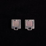 Sterling Silver Square Shaped Earrings with Mother of Pearl and Amethyst Stones
