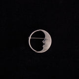 Vintage Sterling Silver Moon Brooch