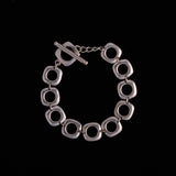 Sterling Silver Square Circles Link Bracelet