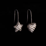 Sterling Silver Ribbed Heart and Star Drop Earrings