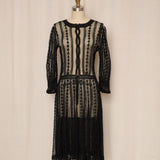 Vintage Crochet Black Dress