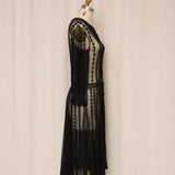 Vintage Crochet Black Dress
