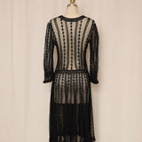 Vintage Crochet Black Dress