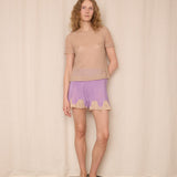 Purple Silk Shorts Lace Details