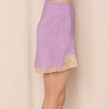 Purple Silk Shorts Lace Details