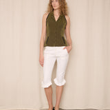 Prada Sport White Capri with Ruffle Details