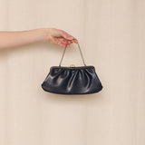 Navy Vegan Leather Clutch with Red Lining