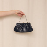 Navy Vegan Leather Clutch with Red Lining