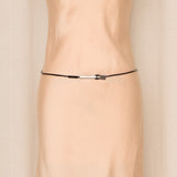 Prada Thin Black Shiny Leather Belt