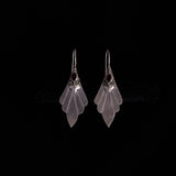 Sterling Silver Fan Shaped Earrings with Garnet Stones