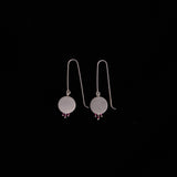 Sterling Silver Circle Earrings with Fuchsia Beads
