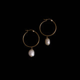 Sterling Silver Gold Plated Pearl Hoop Earrings