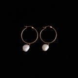 Sterling Silver Gold Plated Pearl Hoop Earrings