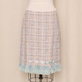 Pastel Tweed Skirt with Ruffle Detail