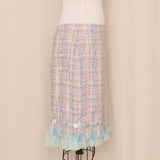 Pastel Tweed Skirt with Ruffle Detail