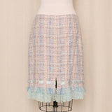 Pastel Tweed Skirt with Ruffle Detail