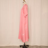 Silk Dress in Pink w Leaf Pattern