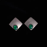 Vintage Sterling Silver Mexico Green Stone Earrings
