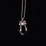Sterling Silver Necklace with Heart and Bow Pendant
