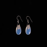 Sterling Silver Opalite Glass And Onyx Dangle Earrings