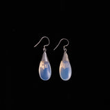 Sterling Silver Opalite Glass And Onyx Dangle Earrings