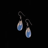 Sterling Silver Opalite Glass And Onyx Dangle Earrings