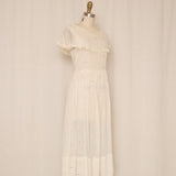 Late 30s Cotton Floral Embroidery Dress