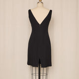 Joanna Mastroianni Black Textured Dress with Lace Panel