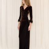Tadashi Brown Velvet Skirt Set