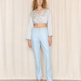 2000s Roberto Cavalli Blue Leather Pants