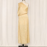 Gold Draped One-Shoulder Dress Overlay