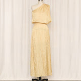 Gold Draped One-Shoulder Dress Overlay