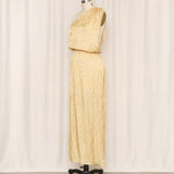 Gold Draped One-Shoulder Dress Overlay