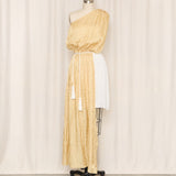 Gold Draped One-Shoulder Dress Overlay