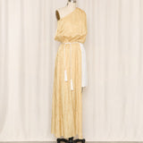 Gold Draped One-Shoulder Dress Overlay